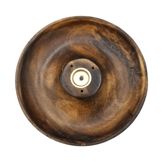 Support de Bâtonnets d'Encens en Bois de Manguier Sculpté avec Finition Brûlée