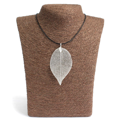 Collier - Feuille  Goutte - Argenté