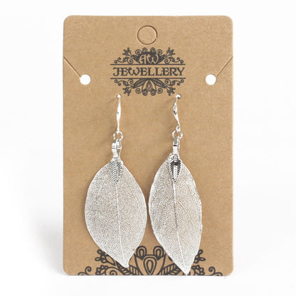 Boucles d'Oreilles - Feuilles Gouttes - Argenté