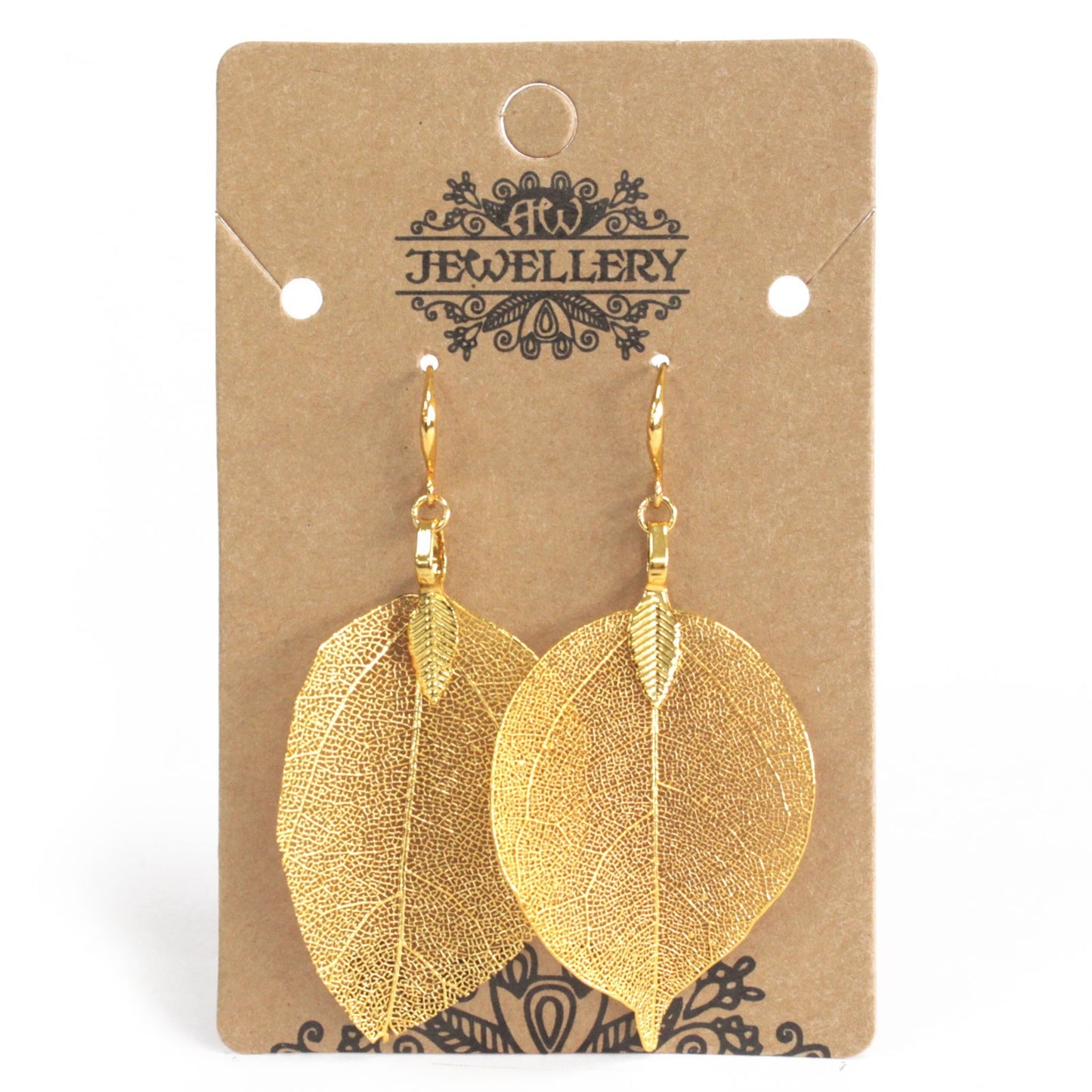 Boucles d'Oreilles - Feuilles Gouttes - Doré