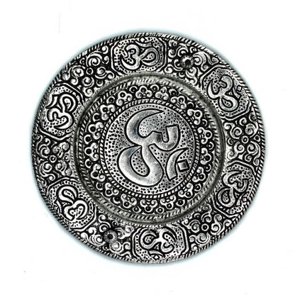 Porte-Encens Rond Om en Aluminium Poli 11cm