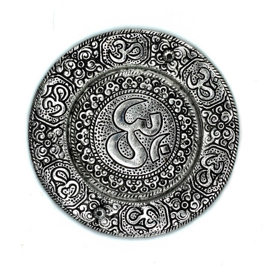 Porte-Encens Rond Om en Aluminium Poli 11cm