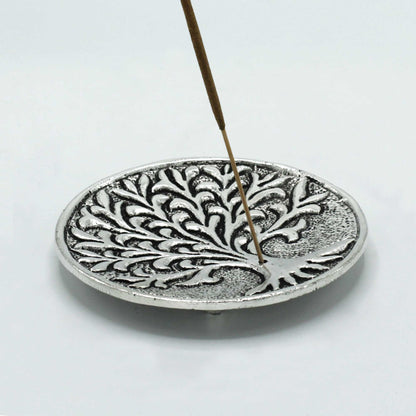 Porte-Encens Arbre de Vie en Aluminium Poli 10cm