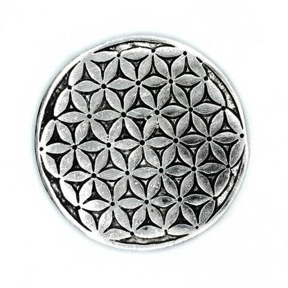 Porte-Encens Fleur de Vie en Aluminium Poli 11cm