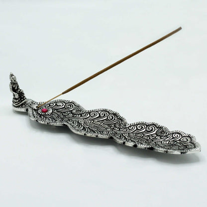 Porte-Encens Long Bouddha en Aluminium Poli 20cm