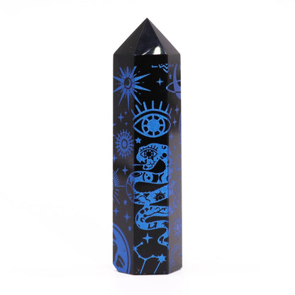 Pointe d'Obsidienne Noire (environ 60-70 g 9 cm) - Histoire Mystique - Bleu Nuit