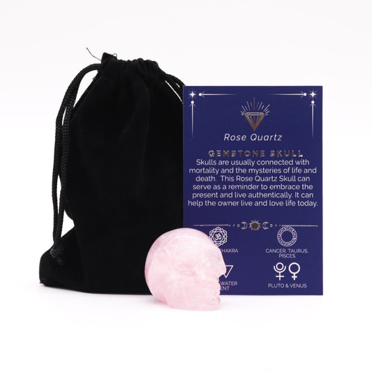 Petit Crâne en Pierres Précieuses - Quartz Rose - 40x30x28mm