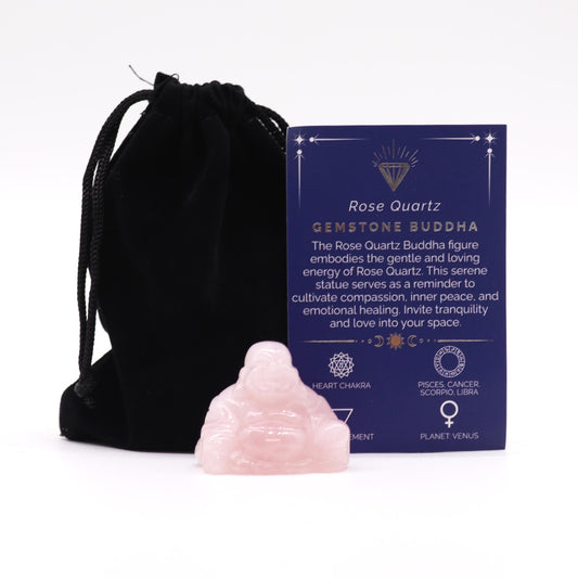 Petit Bouddha Pierre précieuse - Quartz Rose 35x40x23mm