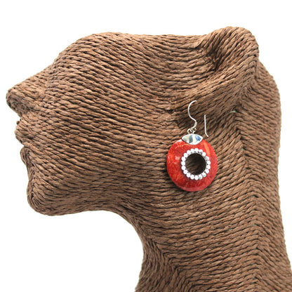 Boucle d'oreille argent 925Imitation corail - Donut