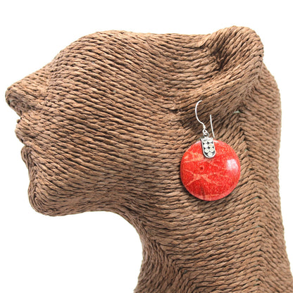 Boucle d'oreille argent 925Imitation corail - circulaire