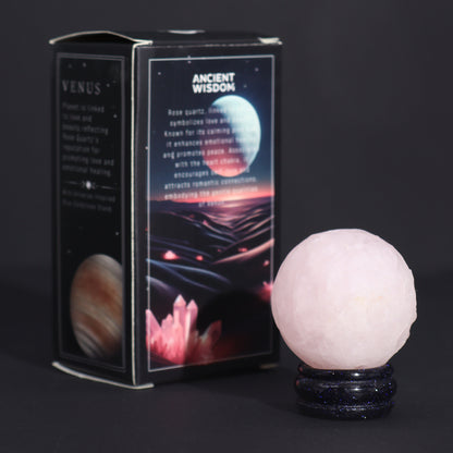 Planète de Quartz Rose sur Support en Pierre Goldstone - 40 mm