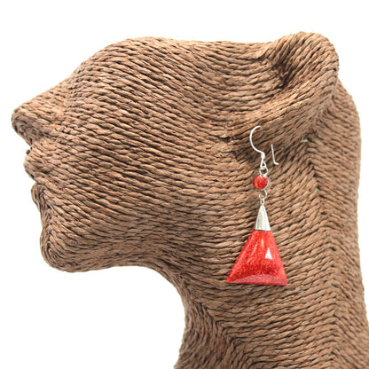Boucle d'oreille argent 925 Imitation corail - Triangle
