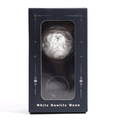 Planète en Howlite Blanche sur Support en Pierre Goldstone - 40mm (support 30x15mm)