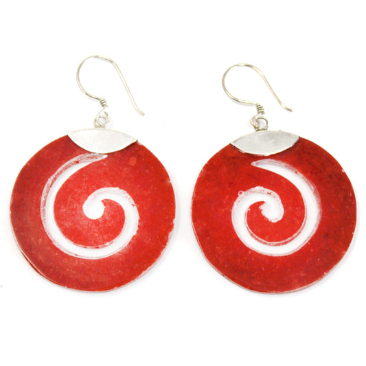 Boucle d'oreille argent 925Imitation corail - symbole