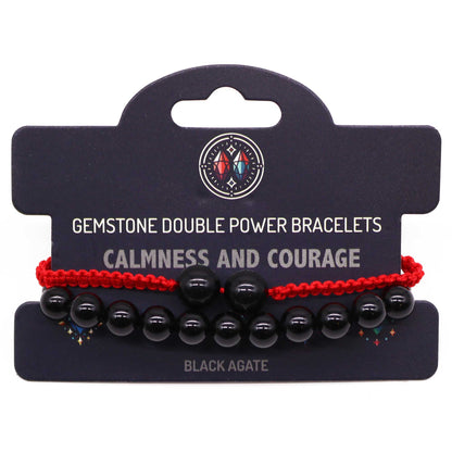 Bracelets Double Puissance avec Pierres Précieuses - Agate Noire
