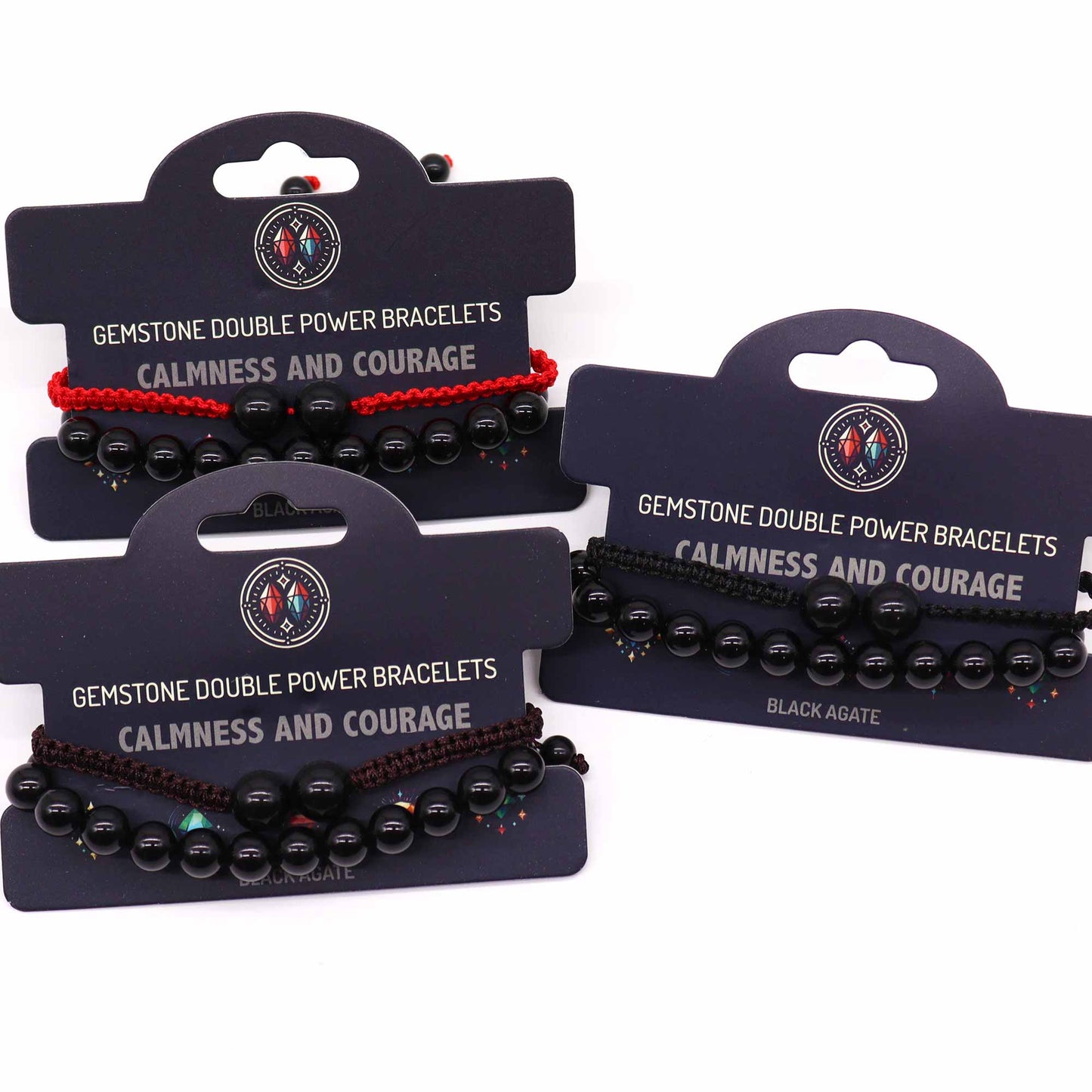 Bracelets Double Puissance avec Pierres Précieuses - Agate Noire