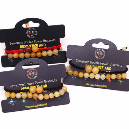 Bracelets Double Puissance avec Pierres Précieuses - Aventurine Jaune