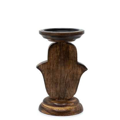 Porte-Bougies en Bois de Manguier - Main de Fatma - Petit 18x11cm