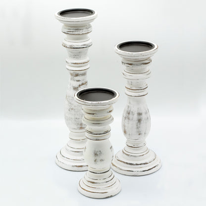 Porte-Bougies Classique - Blanchi - 23x10cm - Petit