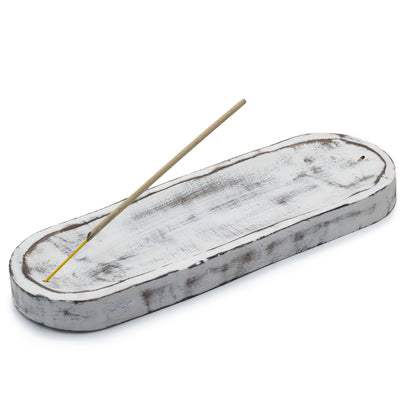 Grand Plateau d'Encens 30x10cm - Classic Blanc Délavé