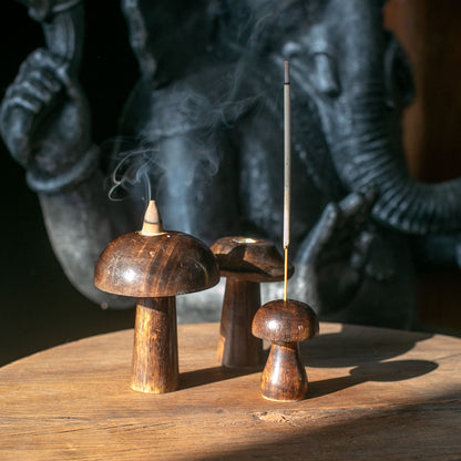 Lot de 3 Porte-Cônes d'Encens Plats Champignons (13cm 12cm 11cm)