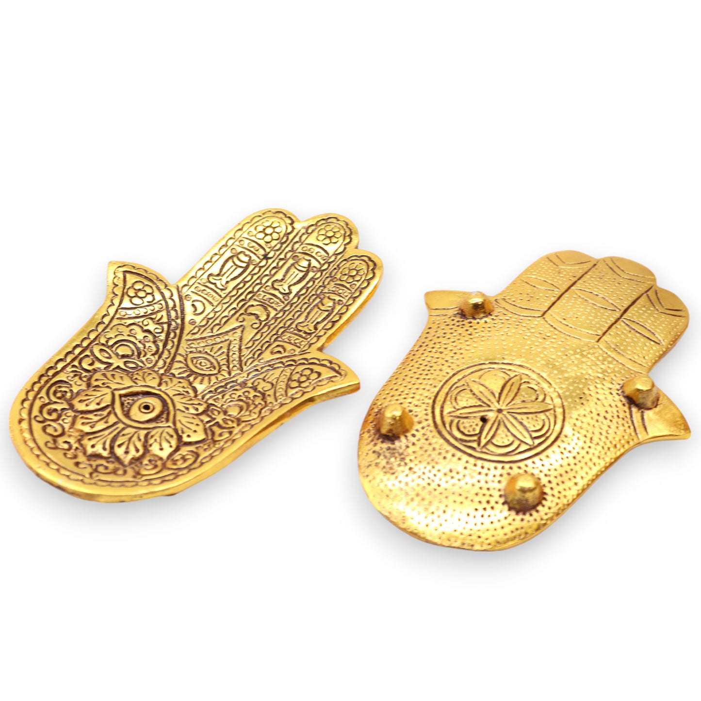 Petit Porte-encens Main de Fatma en Aluminium Doré 13x5,5 cm