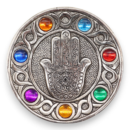 Porte-encens Main de Fatma à Sept Chakras 11.5cm