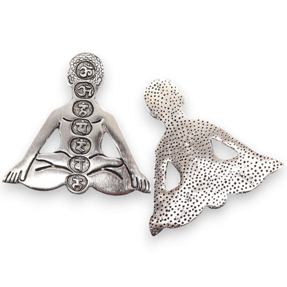 Porte-encens Yoga 7 Chakras en Aluminium Poli 12x12cm