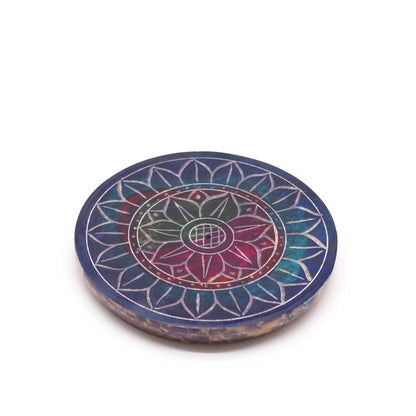 Porte-Encens Disque en Stéatite 8 cm - Lotus en Lotus