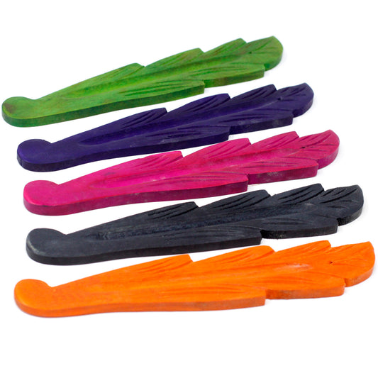 Porte-encens en bois de manguier - Feuilles différents coloris