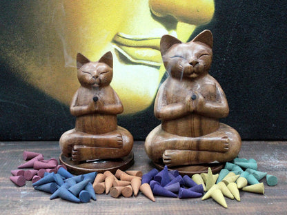 Brûleurs à encens en Bois Chat Yoga - Moyen